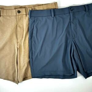 Two Callaway Men's Golf Shorts: Blue 7" Inseam & Tan 8" Inseam - Size 40